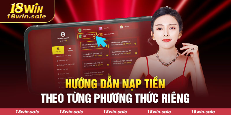 Hướng dẫn nạp tiền theo từng phương thức riêng